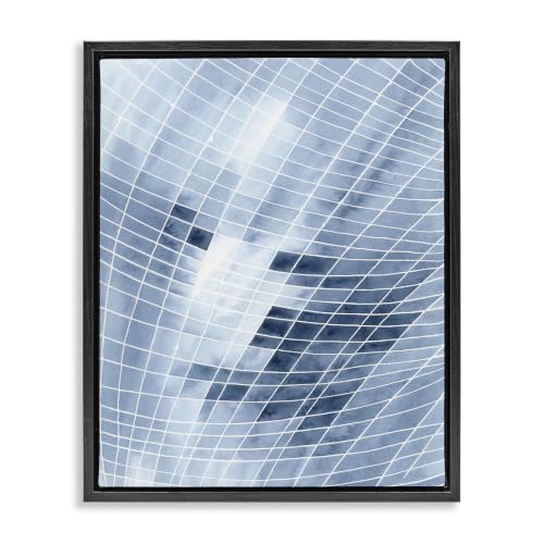 Modern Warped Blue Geometric, 24 x 30 Inch Canvas in Floater Frame