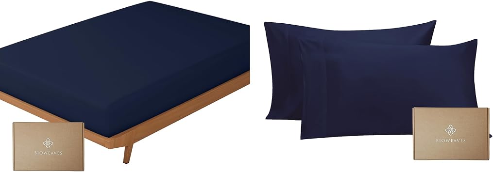 Fitted Sheet & Pillow Case | GOTS Certified Organic Cotton | Navy Blue