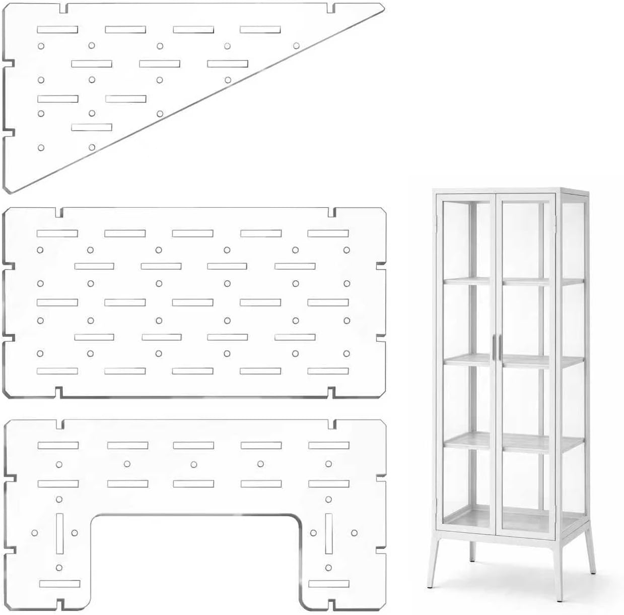 Acrylic Shelves Compatible with IKEA Milsbo Tall Greenhouse Cabinet, Clear Acrylic Plant Corner Shelves 3 Pack