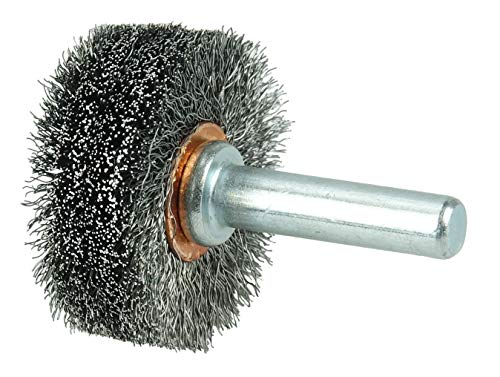 Image of Weiler 17600 1-1 /4 inch Wide Face Stem-Mounted Crimped Wire Wheel, .006 inch Steel Fill, 1 /4 inch Stem, Made in the USA (Pack of 10)