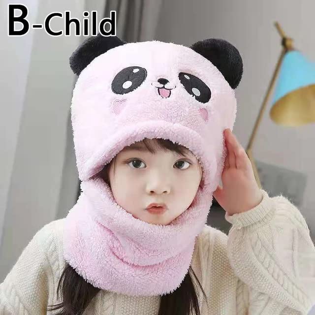 Image of TopiBaaz Cute Panda Cartoon Monkey Cap for Boys and Girls (Pack of 1) | Age - 6 Years to 12 Years |Free Size | Plush Wool | Winter Cap | Neck Scarf