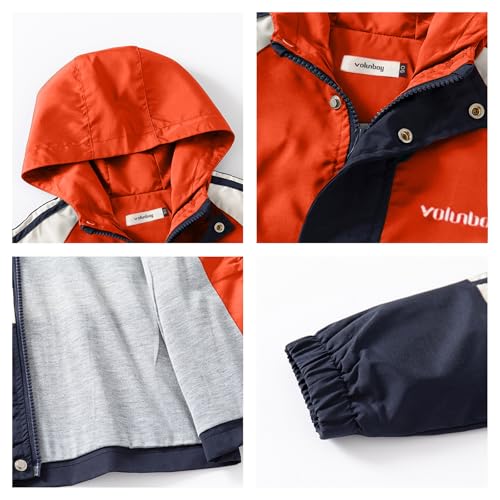 Image of Volunboy Toddler Boys Windbreaker Casual Outerwear Kids Lightweight Zip Hooded Jacket Baby Cute Dust Coat