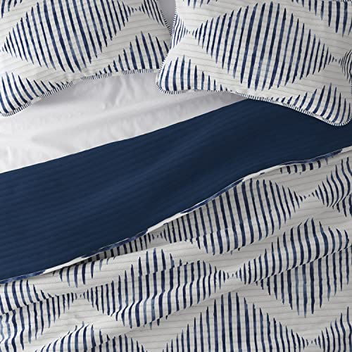 Merit Linens Navy 3-Piece Reversible King/Cali King Quilt Comforter With 2 Shams | Lightweight, All-Season, Patterned Bedspreads | Modern Coverlet Sets - Distressed Diamond/Navy #TOP5