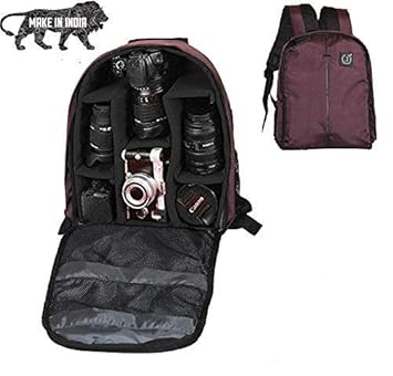 Brain Freezer J DSLR/SLR Camera Lens Nylon Polyester Shoulder Backpack Case for Canon Nikon Sigma Olympus Camera (Dark Purple)