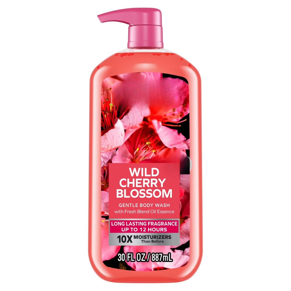 Gentle Liquid Body Wash Wild Cherry Blossom Scent 30 oz Daily Shower Cleanser for Soft Clean Feel Fresh