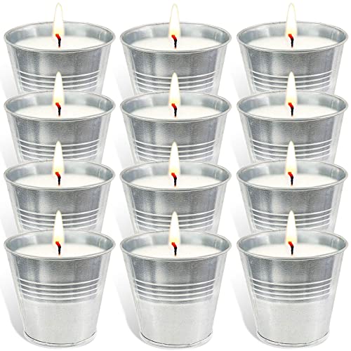 Perkisboby Citronella Candles Outdoor, 12 Pack Scented Candles & 180 Hour Burning Candles Set with Natural Soy Wax Candles for Garden Patio Yard Home Camping Backyard Outdoor Indoor