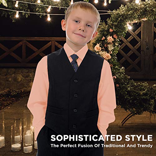 Alberto Danelli's Boys Long Sleeve Dress Shirt With Matching Tie And Handkerchief, 10/12 Medium, Citrus Orange #TOP1