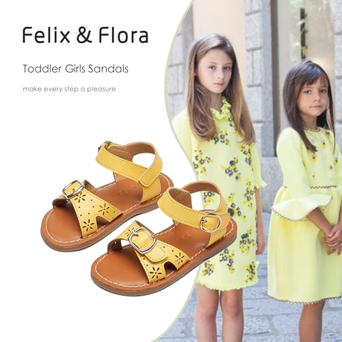 Image of Felix & Flora Toddler Girl Sandals - Flower Girl Dress Shoes Open Toe Little Kid Flats