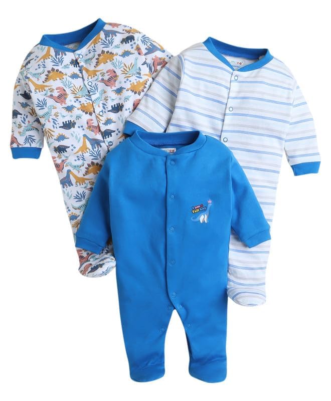 Image of 100% Cotton Rompers for New Born Baby Sleepsuits Jumpsuit Night Suits for Baby Boys & Girls |Onesies| Infant Clothes Pack Of 3