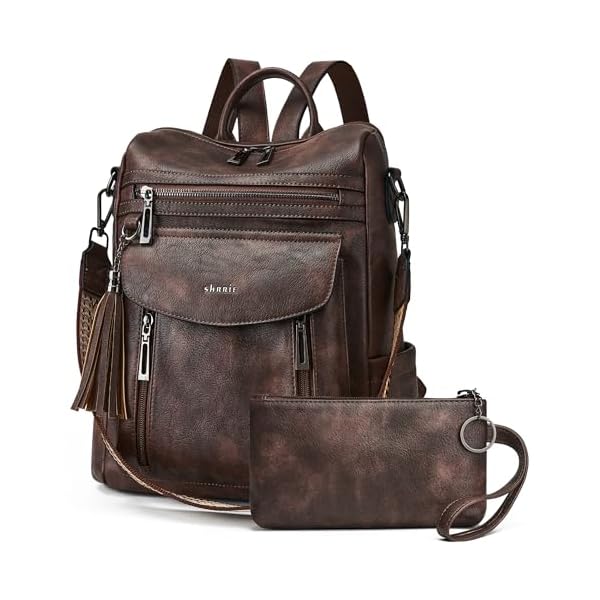 Shrrie-Backpack-Purse-for-Women-Fashion-Leather-Backpack-Purse-Designer-Travel-Backpack-Convertible-Shoulder-Bag-with-Wristlet-for-Work-College Shrrie Backpack Purse for Women Fashion Leather Backpack Purse Designer Travel Backpack Convertible Shoulder Bag with Wristlet for Work College