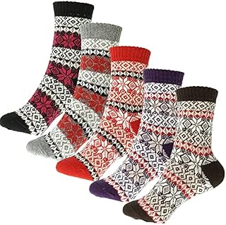 BluBell 5 Pairs of Vibrant Socks, Women's Comfortable Warm Thick Socks, Knitted, Breathable & Premium Quality. Trendy & Vibrant Colours  Great Gift & Present
