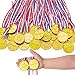 Shindel Winner Award Medals, 24PCS Kids/Children's Plastic Gold Winner Gold Award Medals with Neck Ribbon Party Favor Birthday Present Dress Up