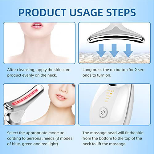Hipedo Neck Face Firming Wrinkle Removal Tool,Microglow,Face Sculpting Tool, 3 In 1 Portable Electric Face Massager(White) #TOP4
