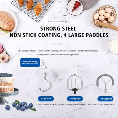 3-in-1 Multifunctional Stand Mixer Food Mixers 6-Speed Electric Stand Mixer with Dough Hook, Meat Grinder & Juicer - 6L Stainless Steel Bowl Included for Baking - Image 6