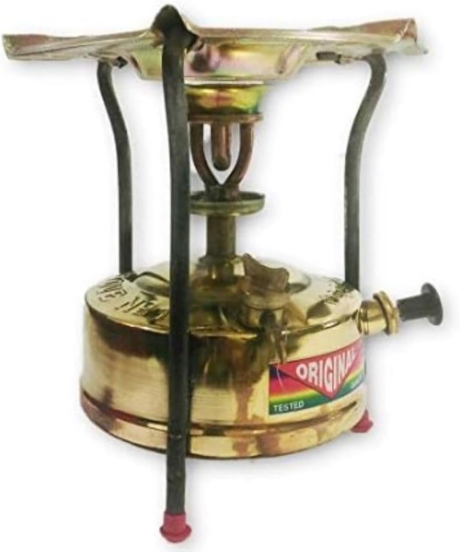 Traditional Indian Vintage Brass Kerosene Tank Stove | Pressure Stove | Manual Burners Stove | Culinary Old World Treasure Camping Stove 1.5 Liter