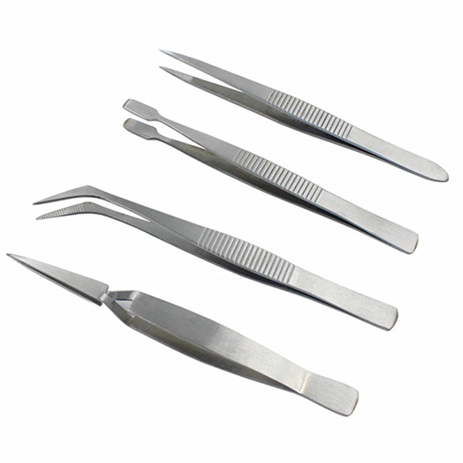 Cusros 4Pcs Precision Tweezer Set, Upgraded Anti-Static Stainless Steel Curved Tweezers For Electronics, Lab Work, Jewellery Making, Crafts, Soldering, Etc
