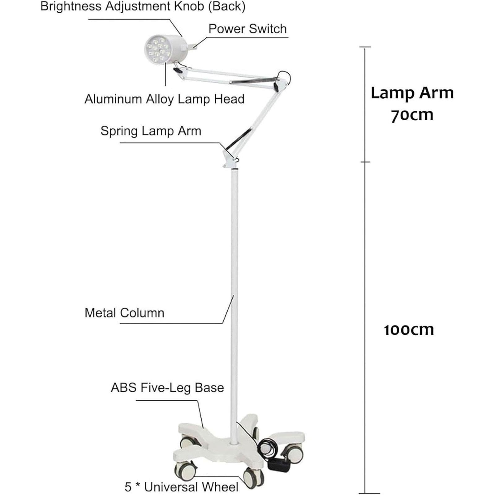 Lampa lekarska LED z 12 otworami i podstawą na 5 nogach ze stali