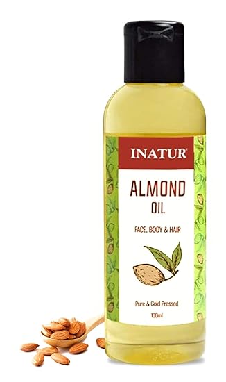 Inatur Almond Oil Cold Pressed & Organic | 100% Pure Almond Oil For Hair, skin, Face care & Massage | Minimize Dryness | For soft and Healthy skin | 100ml