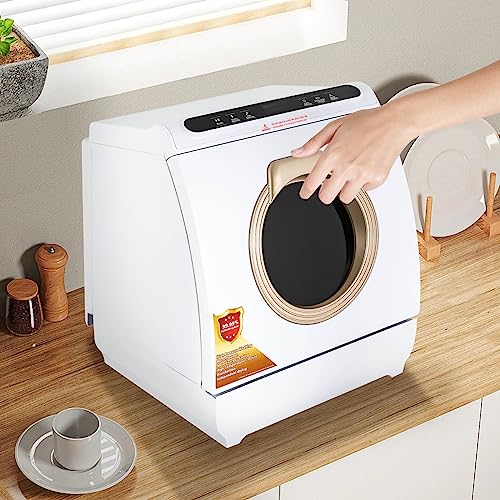 Countertop Dishwasher with 7L Built-in Water Tank Portable Dishwasher 5 Washing Programs 360° Dual Spray Mini Dishwasher for Apartments& RVs, 900W 110V
