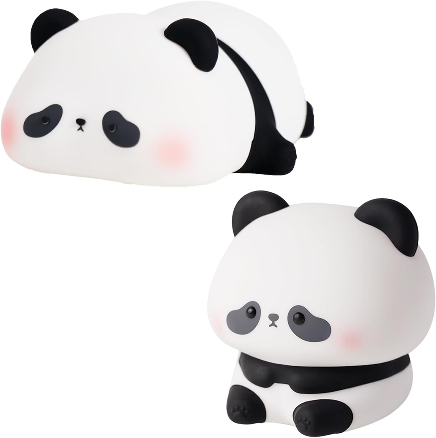 ATSUI Panda Night Light for Kids - Lying & Sitting Panda, Food Grade Silicone, Rechargeable, Tap Fun Kawaii Lamp