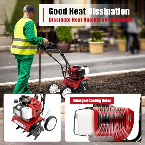 Motozappa Da Giardino A Benzina Da 52Cc Con Motore A 2 Tempi Da 1700W (2,3 Cv), Mini Aratro Sarchiatore Coltivatore, Fresa Del Terreno Professionale Con Trazione A Ruote, Fresa Da Campo, Larghezza Di - 2