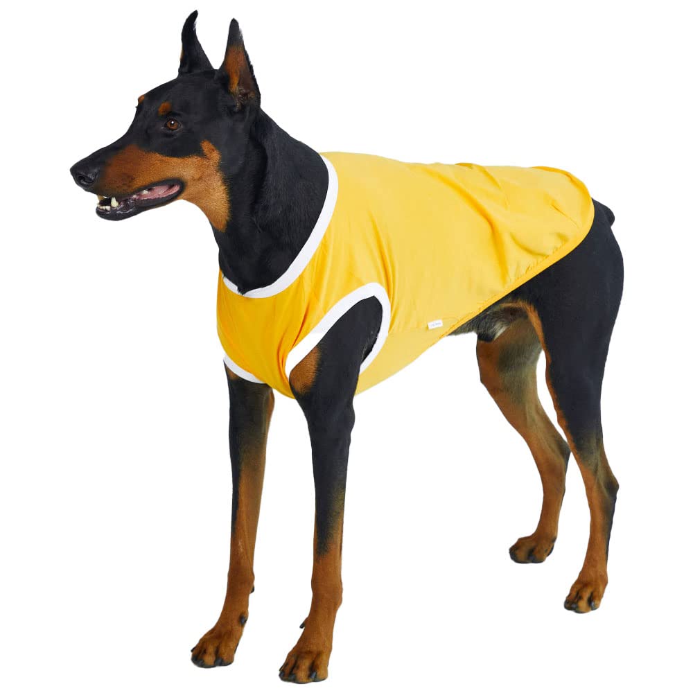 Lucky Petter Dog Sleeveless Tank Top Cotton Shirts for Dogs Ringer Sleeveless T-Shirts Soft Breathable Cool Dog Shirt pet Clothes (X-Large, Yellow/