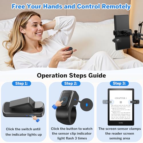 Image of Page Turner Ring for Kindle,Remote Control for iPhone iPad Android Tablets E-Readers,Clicker Page Turner for Kindle Accessories for Camera Video Record&Shutter Selfie (Black)