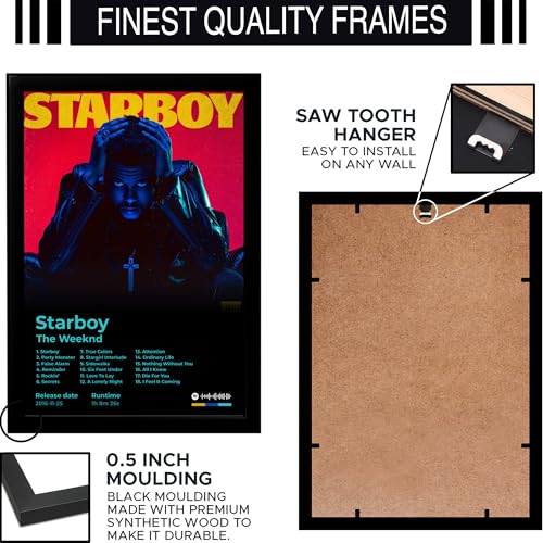 Image of BLINKART The Weekend - Star Boy Wall Photo Frames | Wall Art for Bedroom, Living Room, Studio or Office | Album Cover Print with Spotify Song Link QR Code | Gift for Fans and Music Lovers - 8x12 In