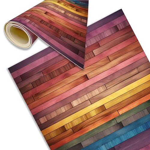 DECORA TU MUNDO   Alfombra Cocina Lavable Antideslizante   Imitacion Madera   Alfombra vinilica Cocina para Salon   Baño   Pasillo o Terraza   Vinilo Ideal para Exterior   | Multicolor 120x60 cm |
