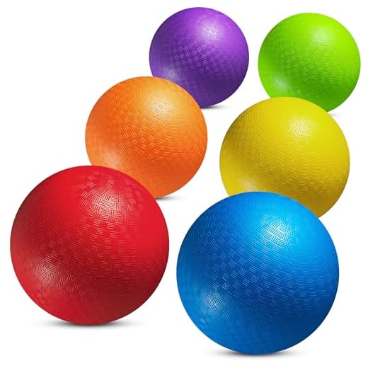 8.5 Inch Playground Balls Dodgeballs for Kids & Adults - (Pack of 6) Inflatable Rubber Indoor Outdoor Bouncy, Kickballs, Four Square and Handballs for School, Gym, Recess and More with Ball Pump