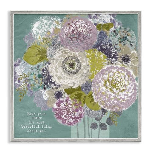 Poster encadré Most Beautiful Thing Flowers Stupell Industries gris 61x61 cm