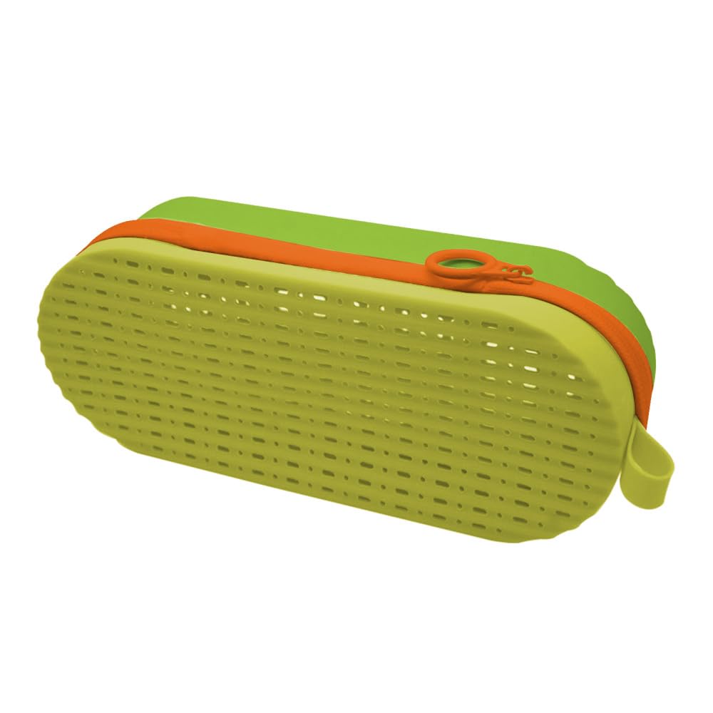 Dongker Unisex Green+Yellow Swim Goggle Case,Silicone Eyeglasses Protective Cases With Drainage Holes & Hanging Hole For Swimming Goggles