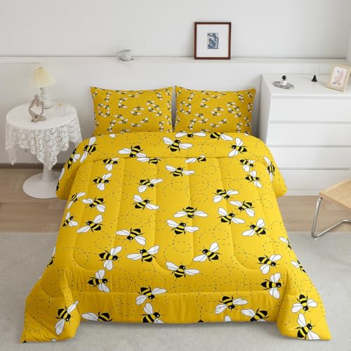 Image of Feelyou Cute Bees Comforter Set Twin Size for Kids Girls Boys