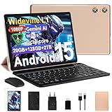 Biegedy Tablet 10 Pollici Android 15, Tablets 20GB RAM+128GB ROM (2TB TF), Octa-Core, Tablets 5G+2.4G WiFi 6, Widevine L1, GMS, Bluetooth 5.0, 6000mAh, 5+8MP, Tablet 2 in 1 Tastiera + Mouse - Oro