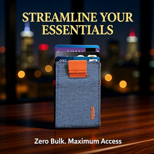 Image of RFID Minimalist Slim Wallet for Men and Women, Holds Up to 12 Cards, Cash, Key Thin and Lightweight Credit Card Holder (Blue Microfiber - Ember Edition)