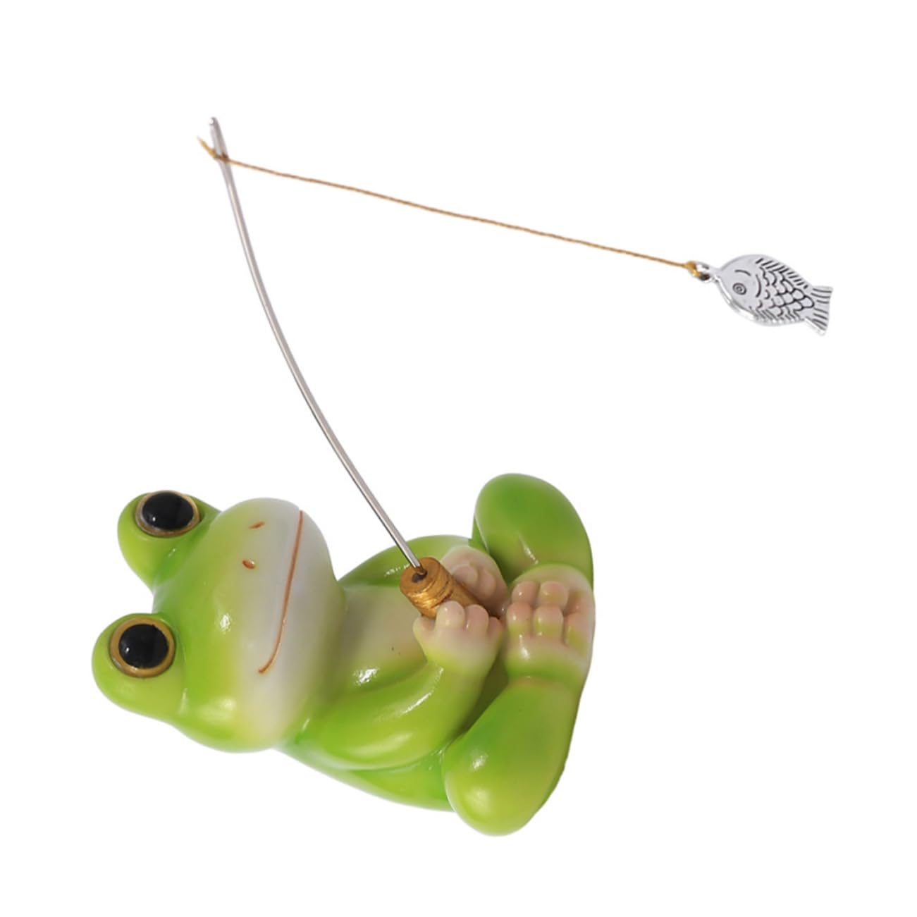 PRETYZOOM 2 Piezas Estatua De Pesca De Rana Decoraciones para Peceras Pequeñas Ornamento del Acuario Mini Figuritas De Ranas Juguetes De Pescado para Niños Mini Ranas Resina Green