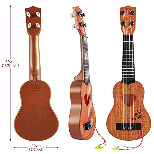 Kids Toy Guitar, Ukulele Beginner Musical Instrument, Easy To Hold 17 Inches With 4 Adjustable Strings Mini Guitar For Skill Improving Early Educational Pre School Children Toddler #TOP1