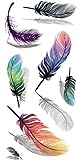 AKOAK 2 Sheets Colorful Feathers Temporary Tattoo Sticker, Body Art Sexy Realistic Arm Tattoos, Waterproof Fake Tattoo Stickers for Women Kids