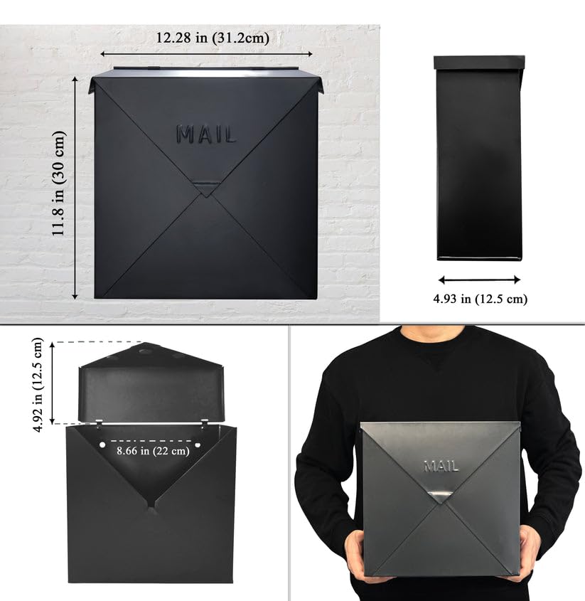 Image of NACH Mailboxes for Outside Wall Mount, 12 x 12 x 4.8 inch Antique Copper Mail Boxes for House Outside, Waterproof Mailboxes for Outside - Chicago Style Mail Box