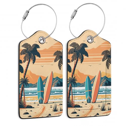 Palm Trees & Surfboards Luggage Tags 2-Pack