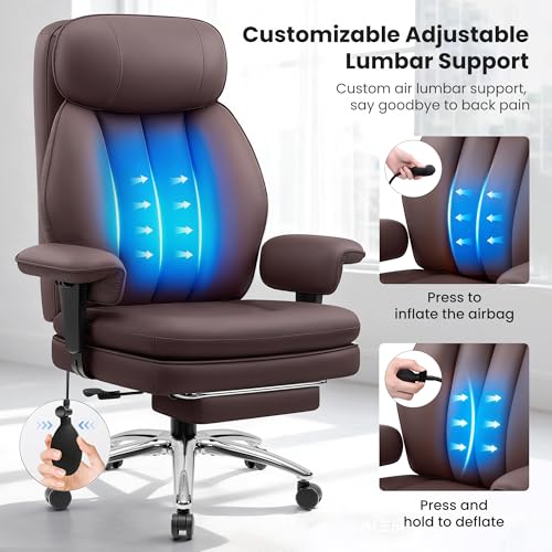 Image of Big and Tall Office Chair with Lumbar Support Ergonomic Computer Desk Chair