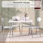 VECELO 5-Piece Kitchen Dining Table Set for 4, Rectangular Dinette with Wooden Chairs for Small Space, Apartment, Breakfast Nook, White - Image 5