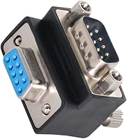 Vista 9 de cablecc 90 grados hacia abajo DB9P macho a hembra D-Sub RS232 9Pin adaptador de extensión