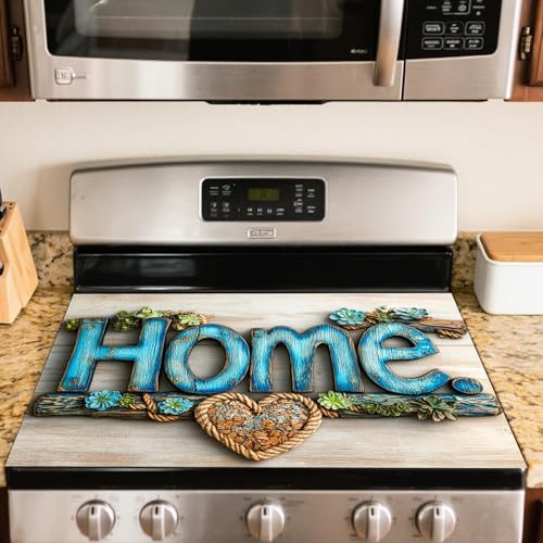 Image of Nuxovilar Stove Top Cover for Electric Stove, 20x28 Inch Polyester Glass Cooktop Protector Home with Heart Ornament Design, for Kitchen Decor & Daily Use