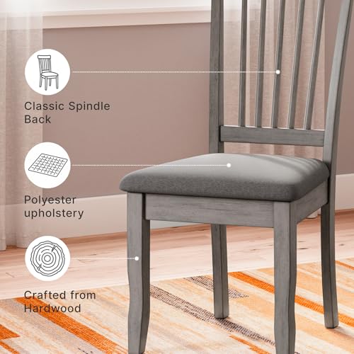Image of Signature Design by Ashley Shullden Casual Dining Room Side Chair with Spindle Back, 2 Count, Gray