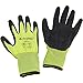 Global Industrial Crinkle Latex Coated Gloves, Large, Hi-Viz Lime/Black, Lot of 12