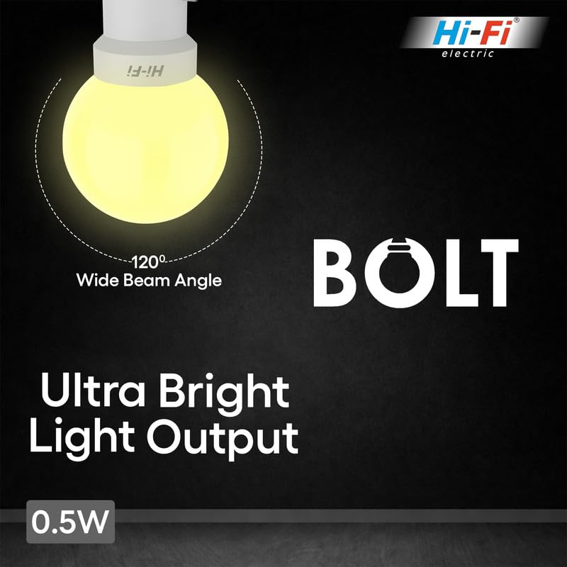 Image of Hi-Fi 0.5W LED Bulb Warm White (3000k) B22 Base | Energy Efficient Zero Watt Light | Decorative Night Lamp for Home, pooja room light & Bedroom Zero Blub (Pack of 8)