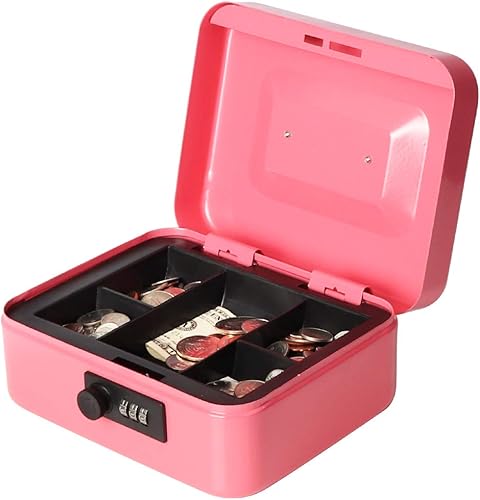 Miniatura 2 de Decaller Caja de dinero con cerradura de combinación, caja de seguridad de metal pequeña con bandeja de dinero, 7 45 x 6 45 x 3 35 pulgadas, color