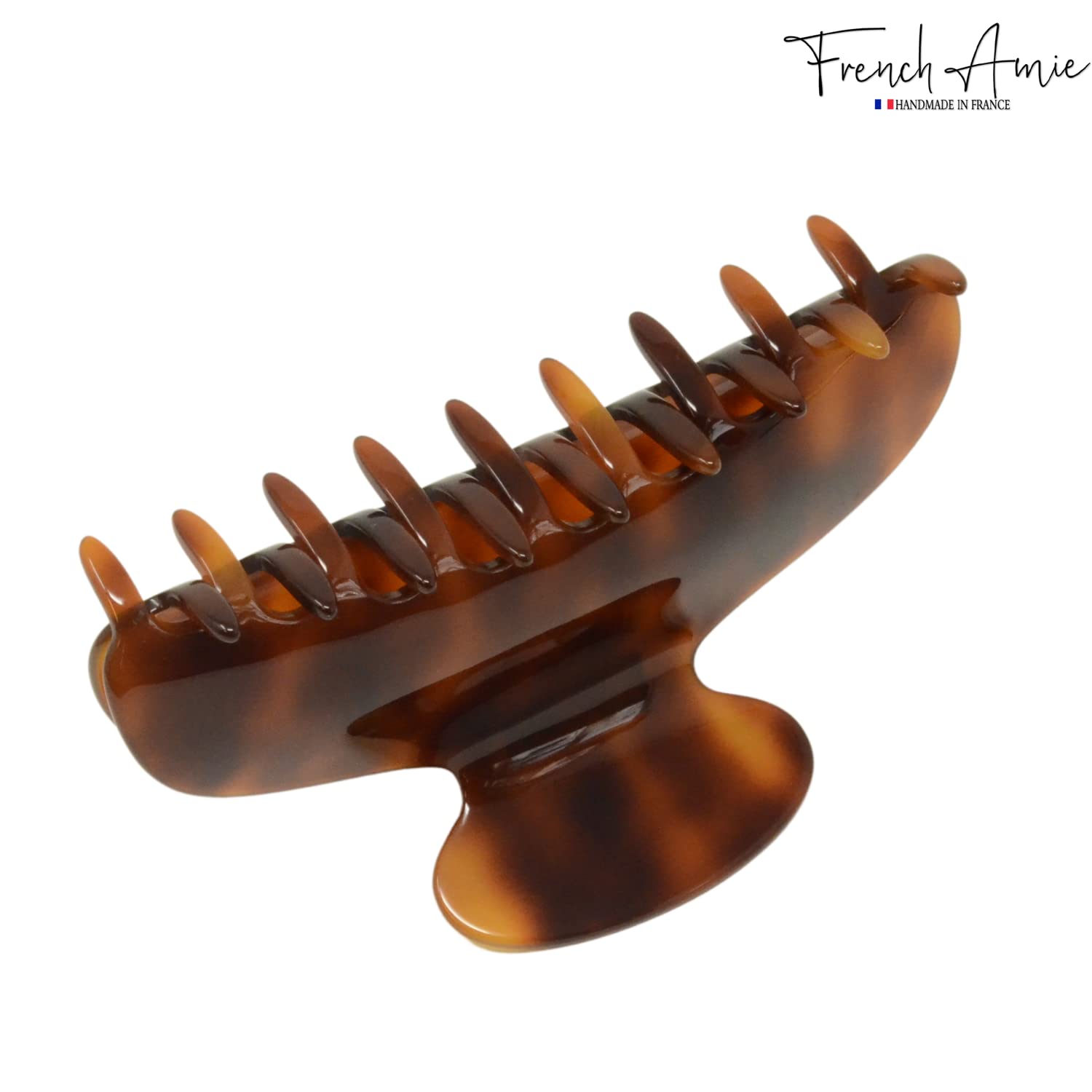 French Amie Clip ovale sottile grande 1,1 cm fatto a mano in celluloide ad incastro forte tenuta antiscivolo per capelli a forma di mascella per donne e ragazze, prodotto in Francia (Shell)
