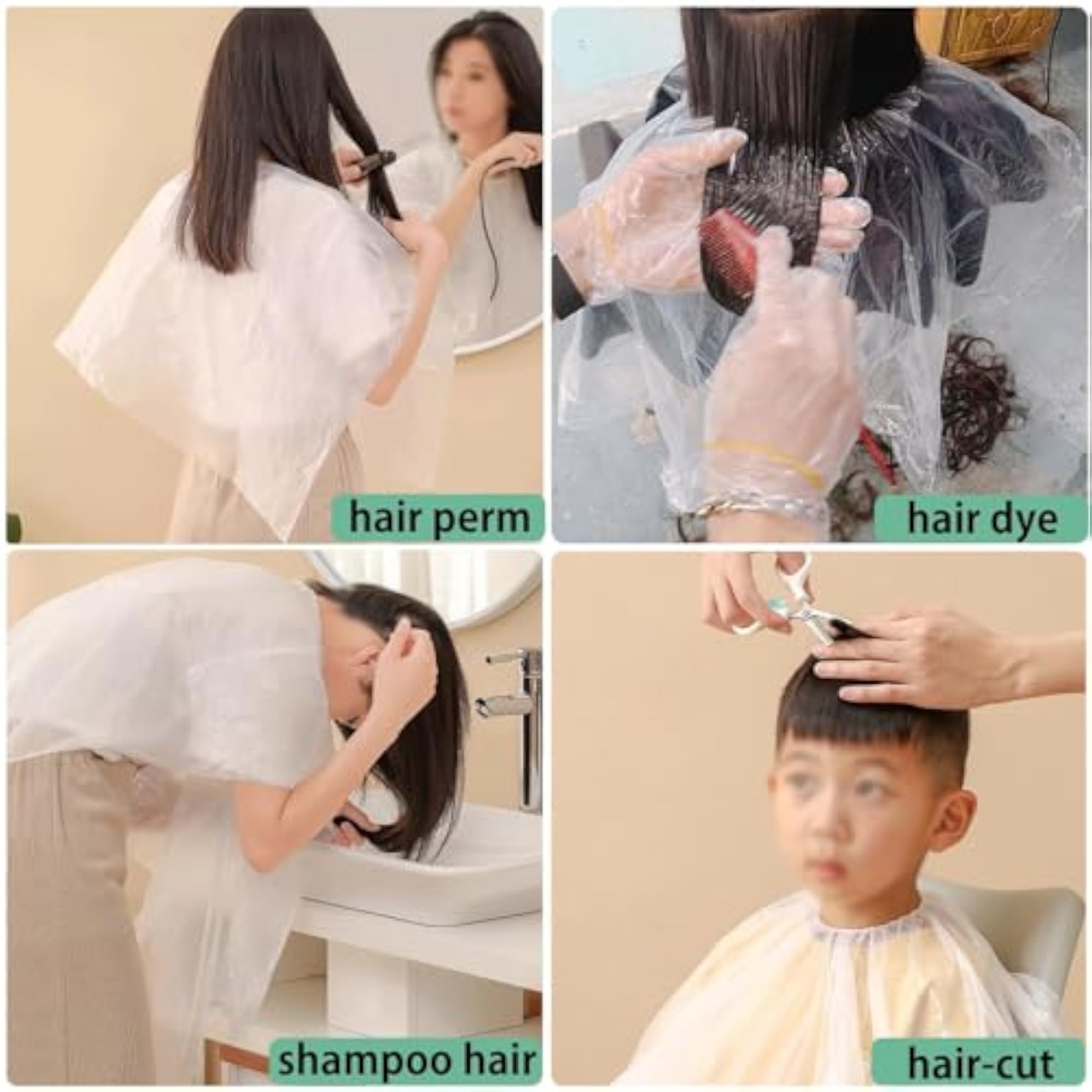 50 Pack Disposable Hair Dye Cape, Waterproof Salon Cape